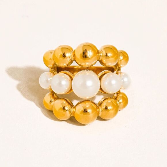 EMBERRA - GOLD 18K Gold Non-Tarnish Statement Ring Size 7 - Picture 3 of 5